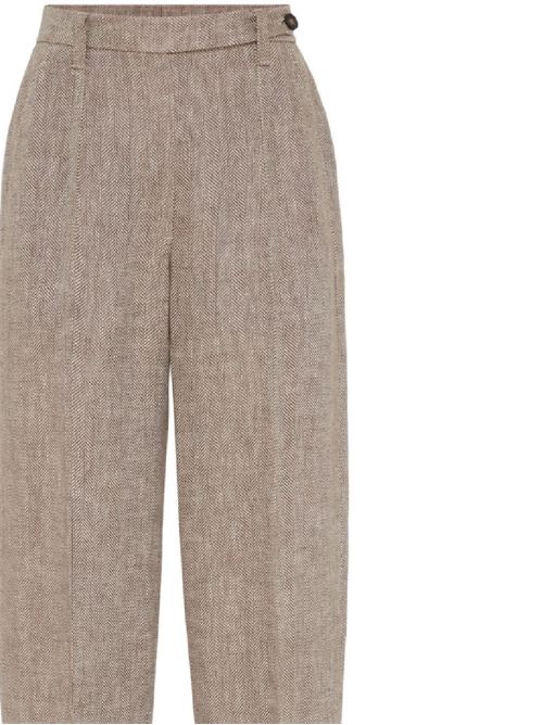 Taupe brown linen/flax woman pants Brunello Cucinelli | MH568P8607C014